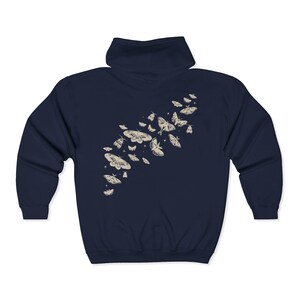 Moth Hoodie Cottage Core Zip Up Hoodie Whimsigoth Clothing Insect Hoodie Goblincore Shirt Luna Moth Shirt Forestcore Clothes Plus Size Zip Navy
