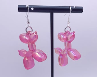 Balloon Dog Earrings, Dog Dangle Earrings, Balloon Animal Jewelry, Animal Lover Gift, Bold Statement Jewelry, Resin Earrings