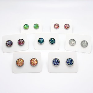 Beautiful Faux Druzy Stud Earrings on Stainless Steel Bezels - Hypoallergenic & Perfect for Gifting