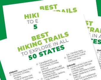 Lista de trilhas imperdíveis para caminhadas nos 50 estados americanos, planejador de viagens (download digital)