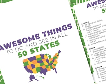 50 States Bucket List, US Travel Checklist (Digital Download)