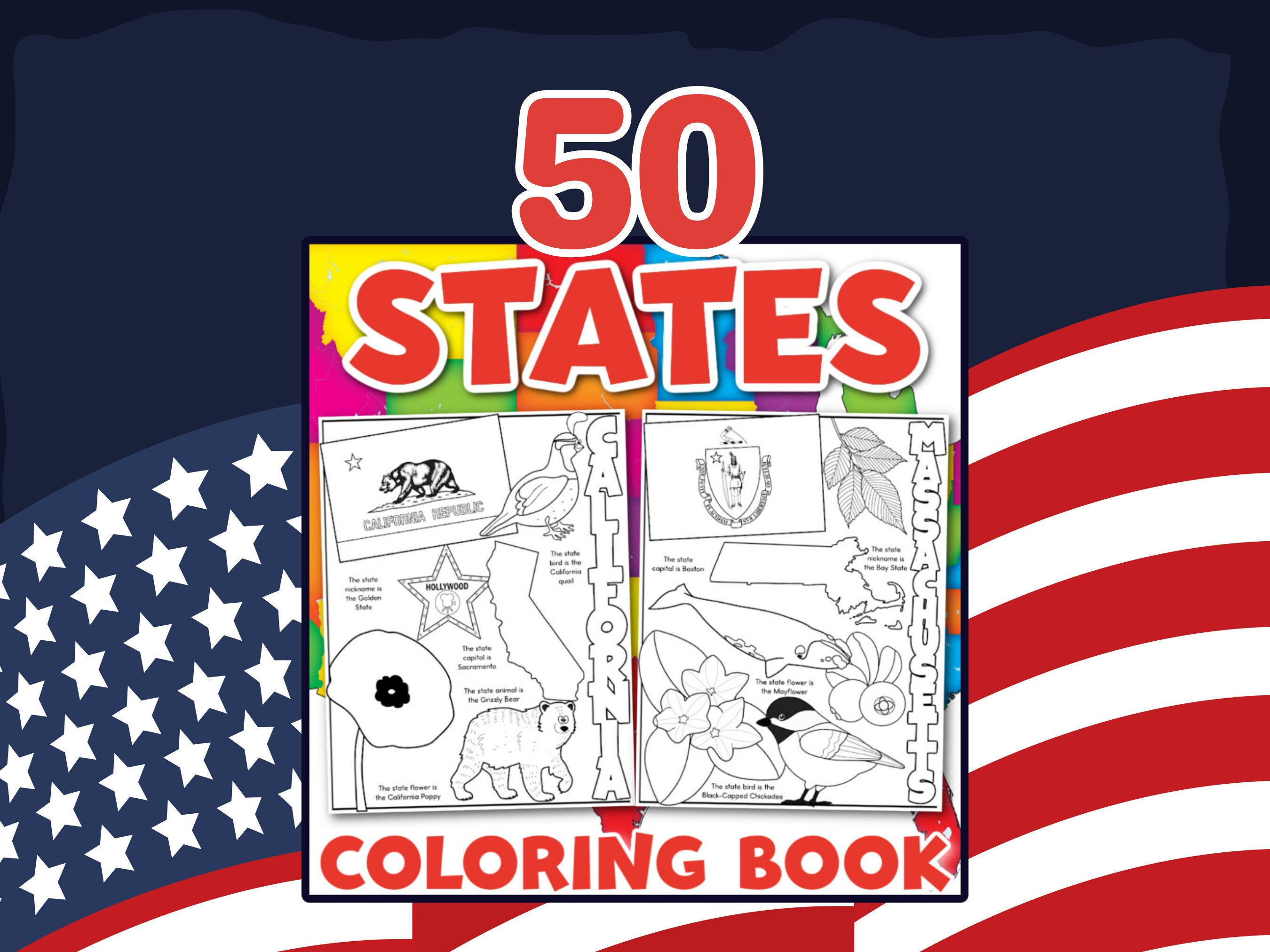 50 States Coloring Pages - Il Fullxfull.4887330443 T3dy 