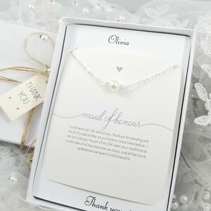 Maid of Honor Necklace. Maid of Honor Gift. Maid of Perl Necklace.