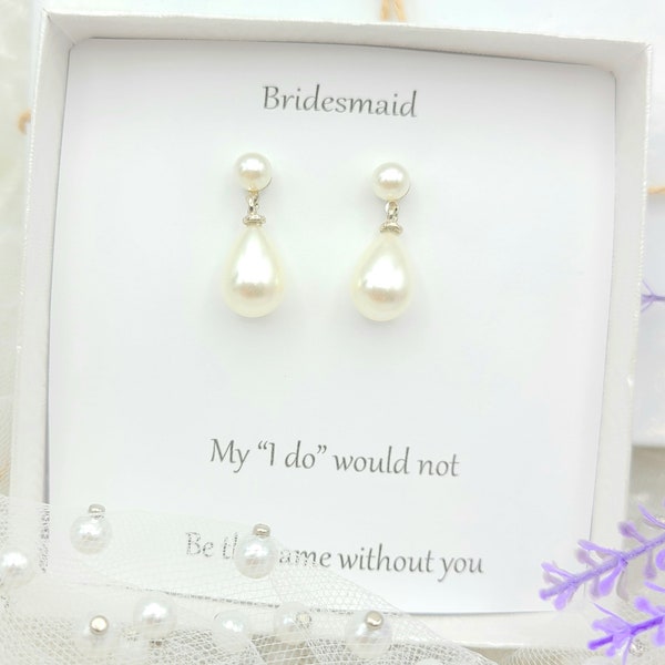 5MM Stud Pear with 12MM Pearl Teardrop Earring.  Gold 12MM Dangle Pearl Teardrop Earring. Silver 12MM Dangle Pearl Teardrop Earring.