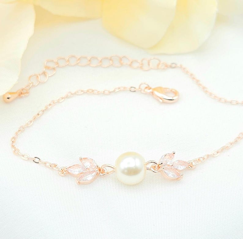 GOLD, SILVER Leaf with 10MM Teardrop Earring, Necklace, Bracelet 3Set. Bridesmaid Jewelry Set. Bridal Jewelry Set.-3colors image 10