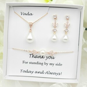 GOLD, SILVER Leaf with 10MM Teardrop Earring, Necklace, Bracelet 3Set. Bridesmaid Jewelry Set. Bridal Jewelry Set.-3colors image 8