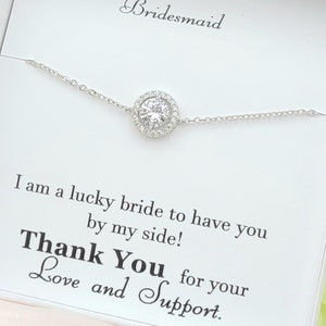 Ronde CZ armband. Bridesmiad armband cadeau. Zilveren Cz ronde met kleine kettingarmband. Roségouden kristallen ronde armband.