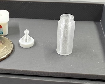 Miniature Baby Bottle for Dollhouse and Small Silicone Dolls
