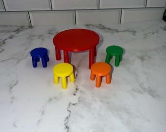 Miniature Kid’s Table and Chair Set for Dollhouse