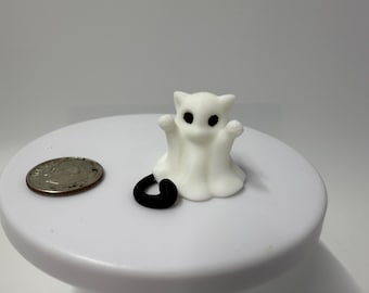 Miniature Dollhouse Ghost Cat Halloween Decor