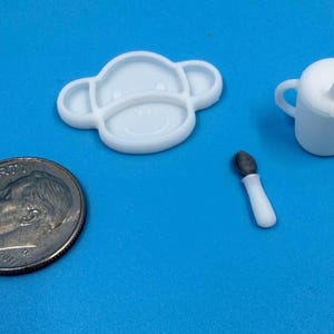 Miniature Child or Baby Mealtime Feeding Set for 1:12 Dollhouse or My Mini Baby