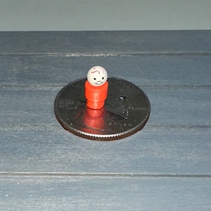 Vintage Miniature (1:4 Scale) Fisher Price Little People Orange Boy Bald