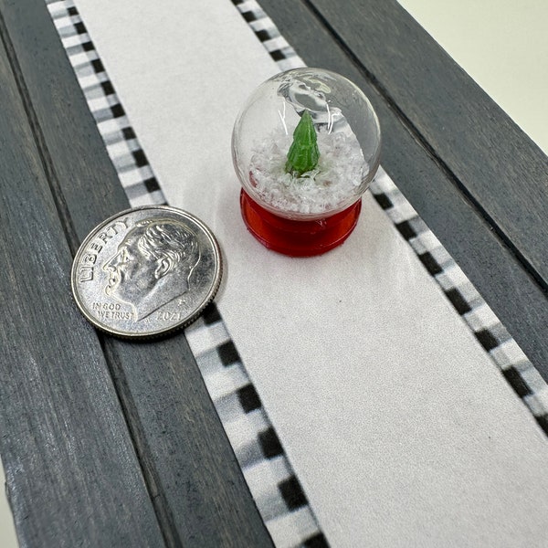 1:12 Scale Miniature Christmas Snow Globe with Realistic Fake Snow