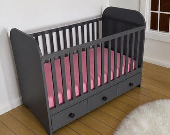 Cuna moderna para casa de muñecas a escala 1:12 con almacenamiento funcional