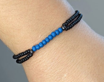 Thin Blue Line Unisex Bracelet Dainty Minimalist Beaded Law Enforcement Jewelry Back The Blue Support Police Policer Officer Support Gift