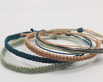 Macrame Knot String Bracelet Set: Waterproof Bohemian Wax Cord
