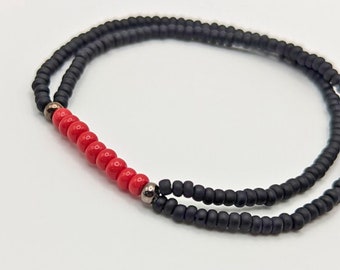 Thin Red Line Unisex Bracelet Dainty Minimalist Beaded Firefighter Jewelry Back The Red Support First Responders Fallen Heroes Support Gift