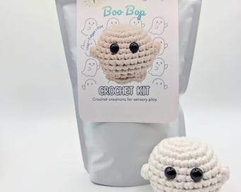 Crochet Sensory Kit for Anxiety Relief - Boo Bop | Beginner Crochet DIY Set | Mindful Fidget Toy & Stress Relief Gift