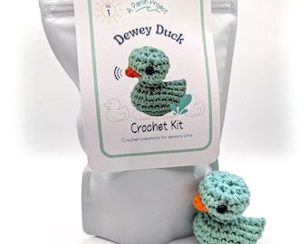 Crochet Sensory Kit for Anxiety Relief - Dewey Duck | Beginner Crochet DIY Set | Mindful Fidget Toy & Stress Relief Gift