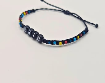 Custom Autism Awareness Macrame Bracelet: Personalized Name Jewelry