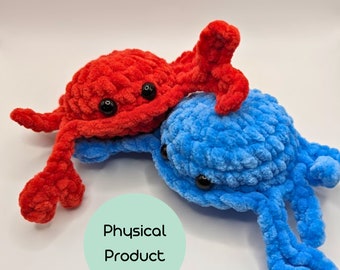 Peluche di granchio personalizzato / Prodotto fisico, animale all'uncinetto di alta qualità realizzato a mano, amigurumi all'uncinetto su ordinazione