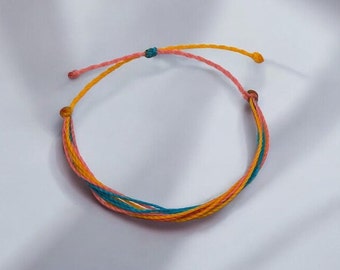 Orange Coastal String Bracelet: Adjustable Waterproof Beach Anklet