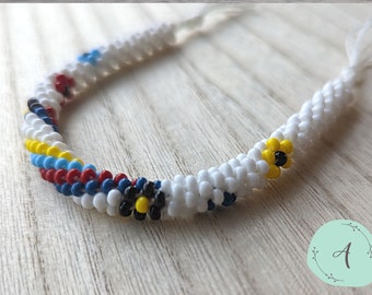 Bloem Kumihimo patroon, Japanse kunst, 8 streng vlechttechnieken, wikkelarmband digitale download, PDF kralenarmband DIY-tutorial