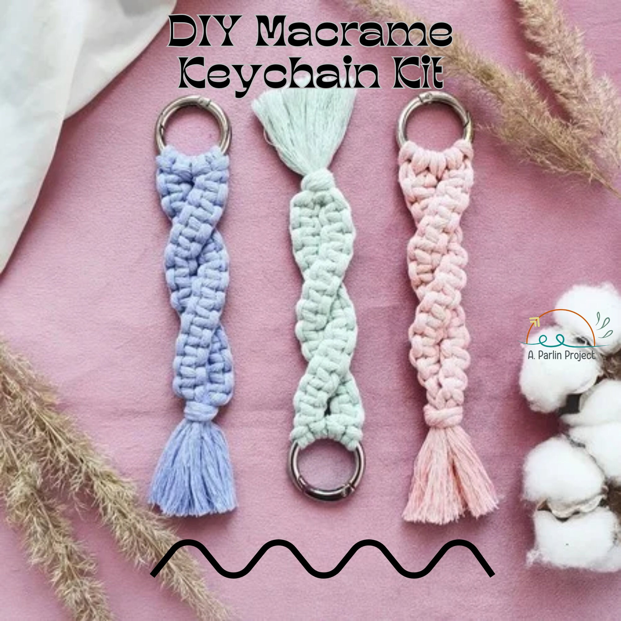 WEBEEDY 8 Sets Macrame Keychain Kit DIY Macrame Autumn Colors Keychain for  Boho Bag Charm Macrame Kit for Adults Beginners