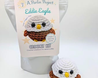 Crochet Sensory Kit for Anxiety Relief - Eddie Eagle | Beginner Crochet DIY Set | Mindful Fidget Toy & Stress Relief Gift