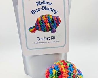 Crochet Sensory Kit for Anxiety Relief - Mellow Hue-Manny| Beginner Crochet DIY Set | Mindful Fidget Toy & Stress Relief Gift