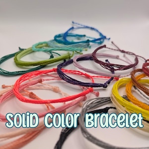 Solid Color String Bracelet | Beachy Waterproof Adjustable Friendship Bracelet, Handmade Pura Vida Style Bracelet, Wax String Jewelry Sets