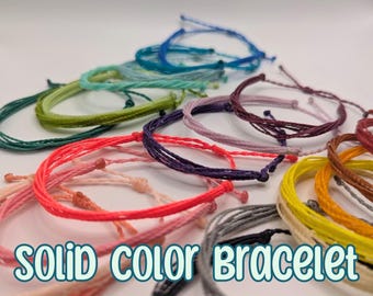 Solid Color String Bracelet | Beachy Waterproof Adjustable Friendship Bracelet, Handmade Pura Vida Style Bracelet, Wax String Jewelry Sets
