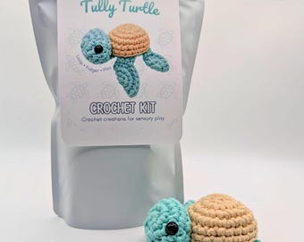 Crochet Sensory Kit for Anxiety Relief - Tully Turtle | Beginner Crochet DIY Set | Mindful Fidget Toy & Stress Relief Gift