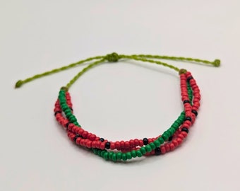 Watermelon Seed Bead Bracelet: Adjustable Waterproof Anklet