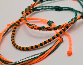 Florida College String Bracelet | University Adjustable Friendship Bracelet, FL Miami Sports Jewelry, Game Day Accessories, Football Fan