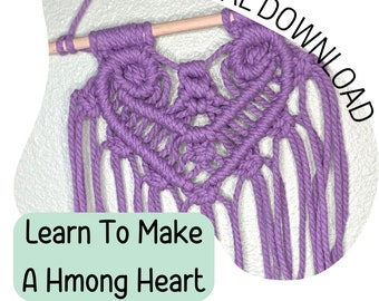 Macrame Hmong Heart Pattern, Wall Tapestry Decor PDF Patterns Instant Download DIY Macrame Tutorial, Bohemian Decoration Fiber Art Blueprint