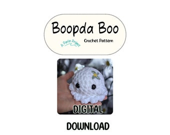 Boopda Boo il fantasma / Schema all'uncinetto, Download digitale, Tutorial Amigurumi per principianti, Disegni e regali divertenti e spettrali