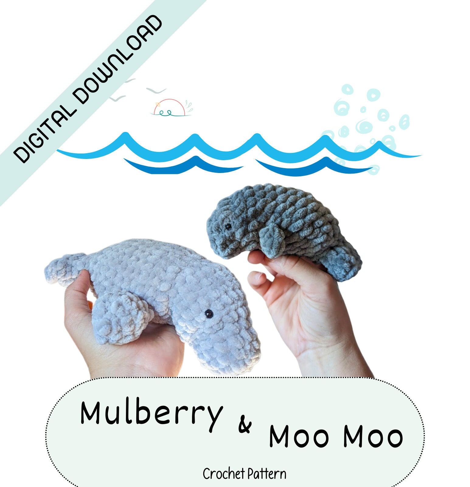 Florida Manatee and Calf Crochet Pattern Set