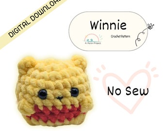 Winnie, modello uncinetto senza cuciture, download digitale Amigurumi Heirloom Plush Toys Whimsy fai da te carino tutorial fatto a mano