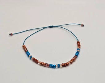 Rust Seed Bead Bracelet: Adjustable Waterproof Friendship Jewelry