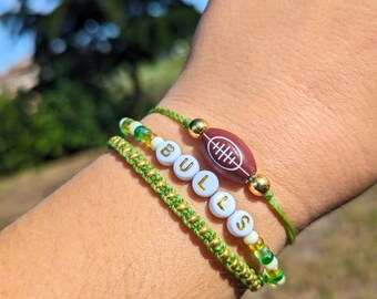 Florida Bulls Bracelet Set: Adjustable Macrame Friendship Jewelry
