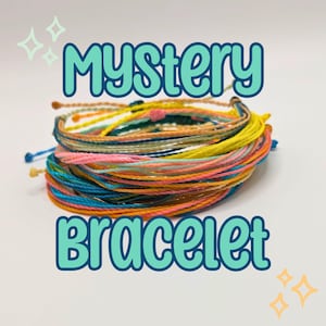 Mystery String Bracelet | Beachy Waterproof Adjustable Friendship Bracelet, Handmade Pura Vida Style Bracelet, Wax String Jewelry