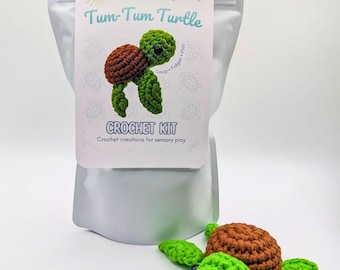 Crochet Sensory Kit for Anxiety Relief - Tum-Tum Turtle | Beginner Crochet DIY Set | Mindful Fidget Toy & Stress Relief Gift