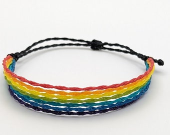 Waterproof Rainbow Wax cord String Pura Vida Inspired Friendship Bracelets, Men's Bohemian Bracelet, Unisex Anklet Gifts Adjustable Jewelry