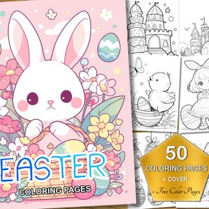 Easter Coloring Pages - Joyful Spring Designs, 50 Printable Sheets, Family-Friendly Activity with Bonus Art