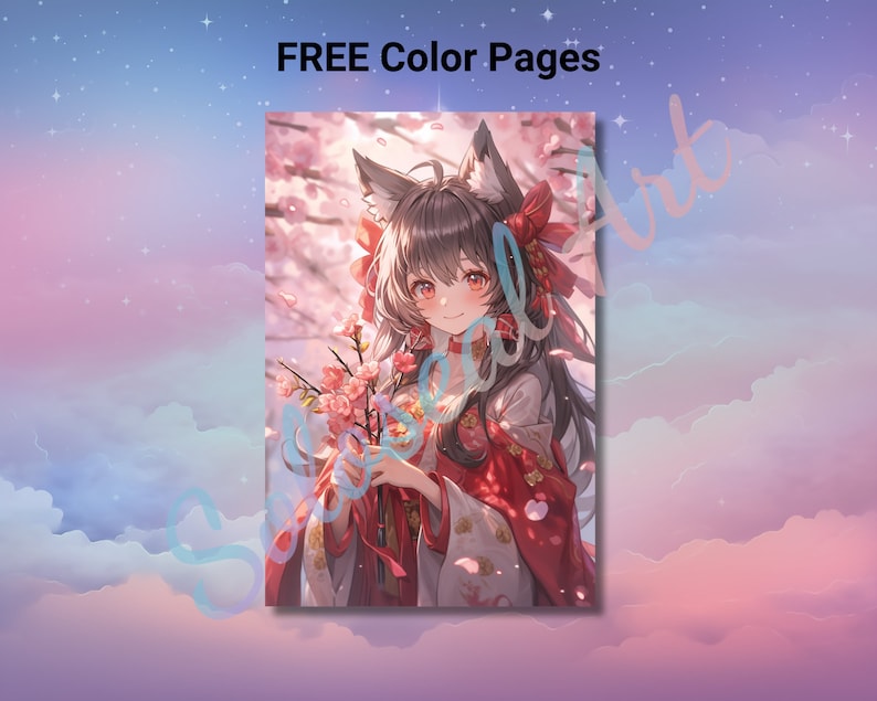 Mystical Kitsune Coloring Book Instant Download With Free Poster Art