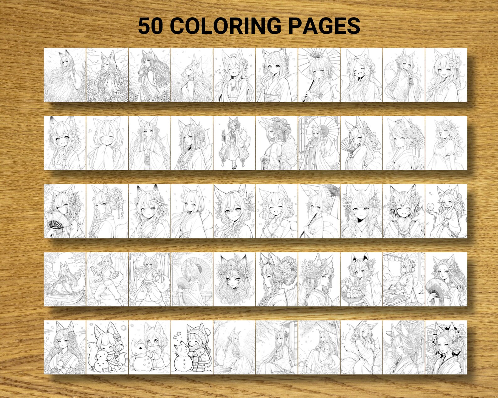 Mystical Kitsune Coloring Book - Instant Download With Free Poster Art