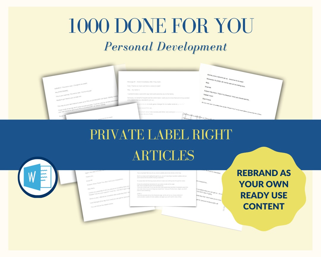 1000 PLR Done for You Articles | Personal Development | PLR License ...