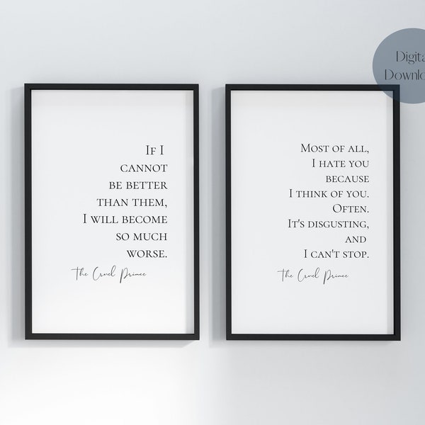 The Cruel Prince Minimalistic Style Quotes. Printable Download.