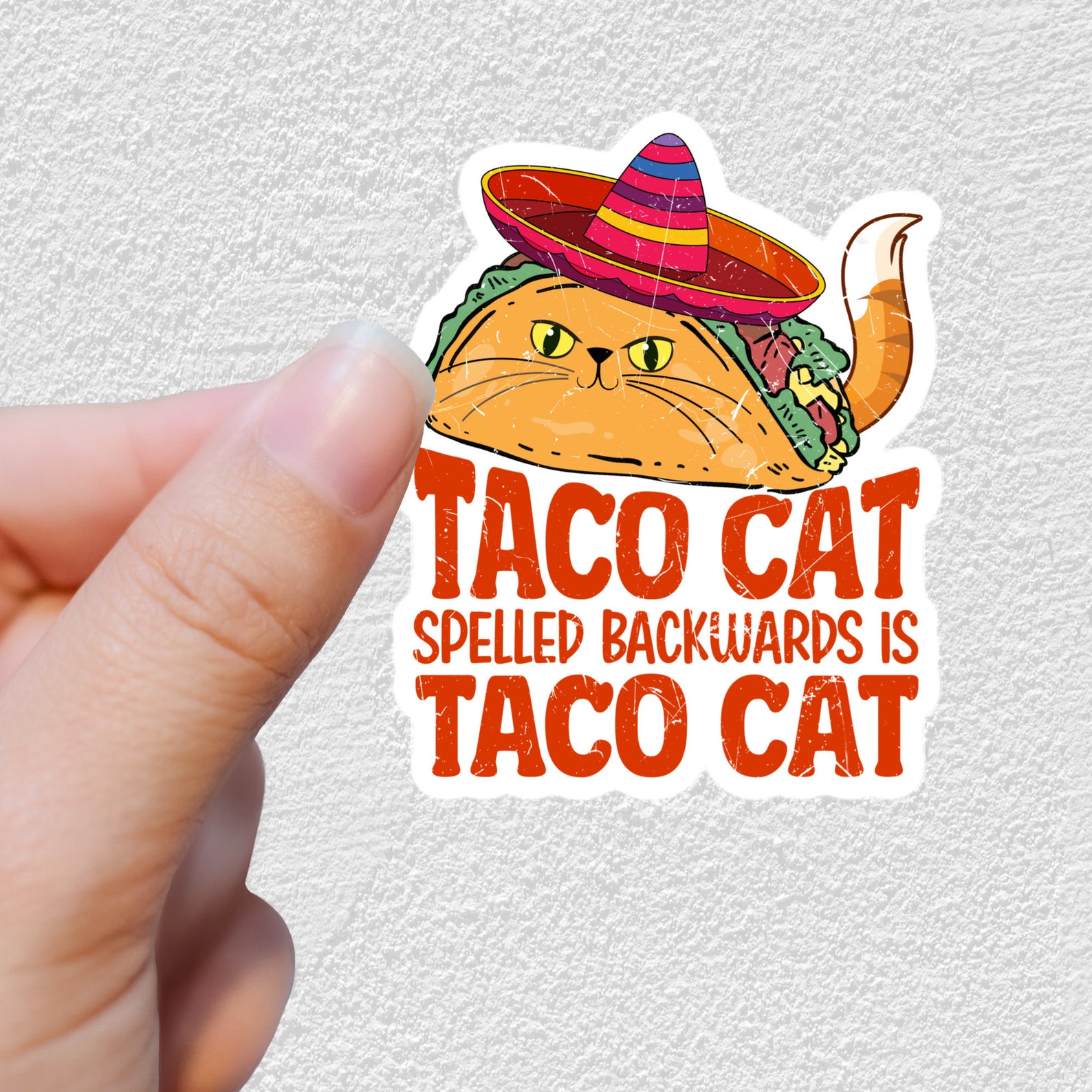 Tacocat Spelled Backwards is Taco Cat Sticker - Etsy